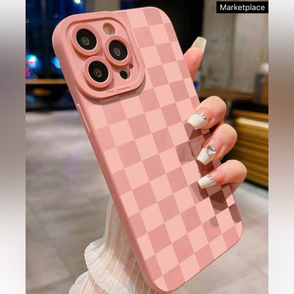 Checkered pattern silicon iPhone 15 pro max case.